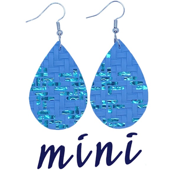 Mini Faux Leather Teardrop Earrings - Picture 1 of 5